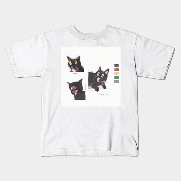 Black cat Kids T-Shirt by Trishnagaara